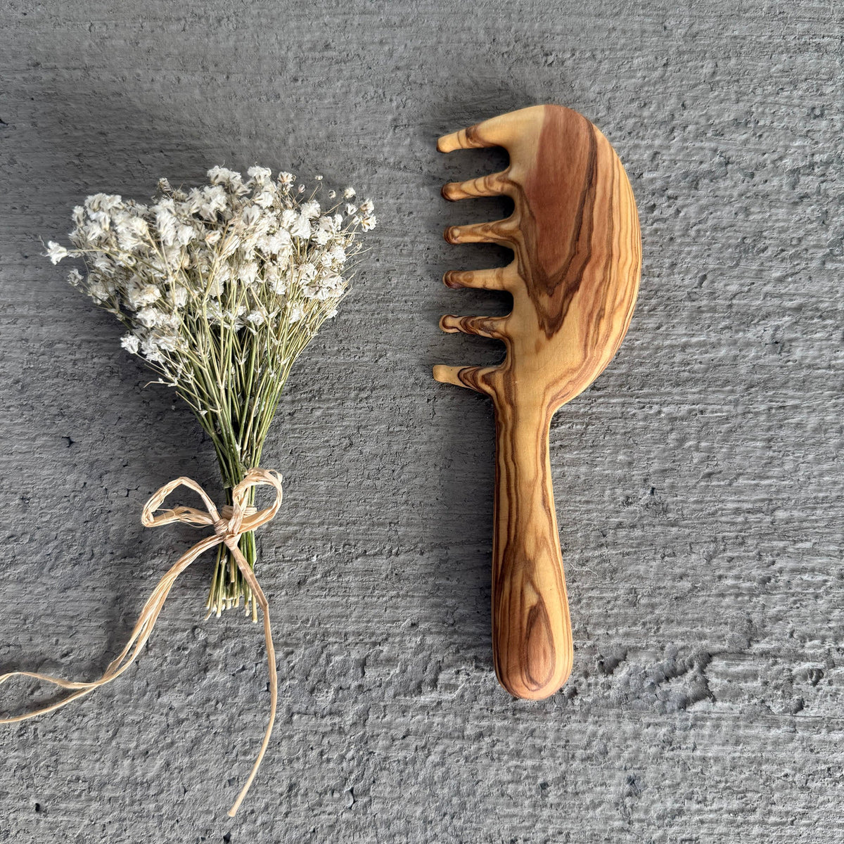 Personalized Olive Wood Comb for Girls | Handmade & Natural