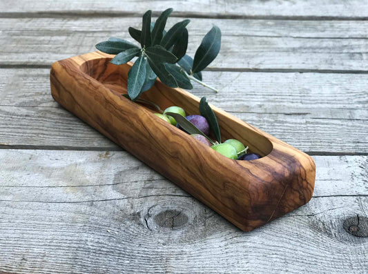 Plat de service en bois d'olivier – Bol artisanal en olivier naturel