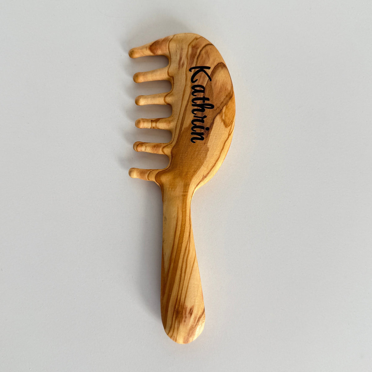 Personalized Olive Wood Comb for Girls | Handmade & Natural