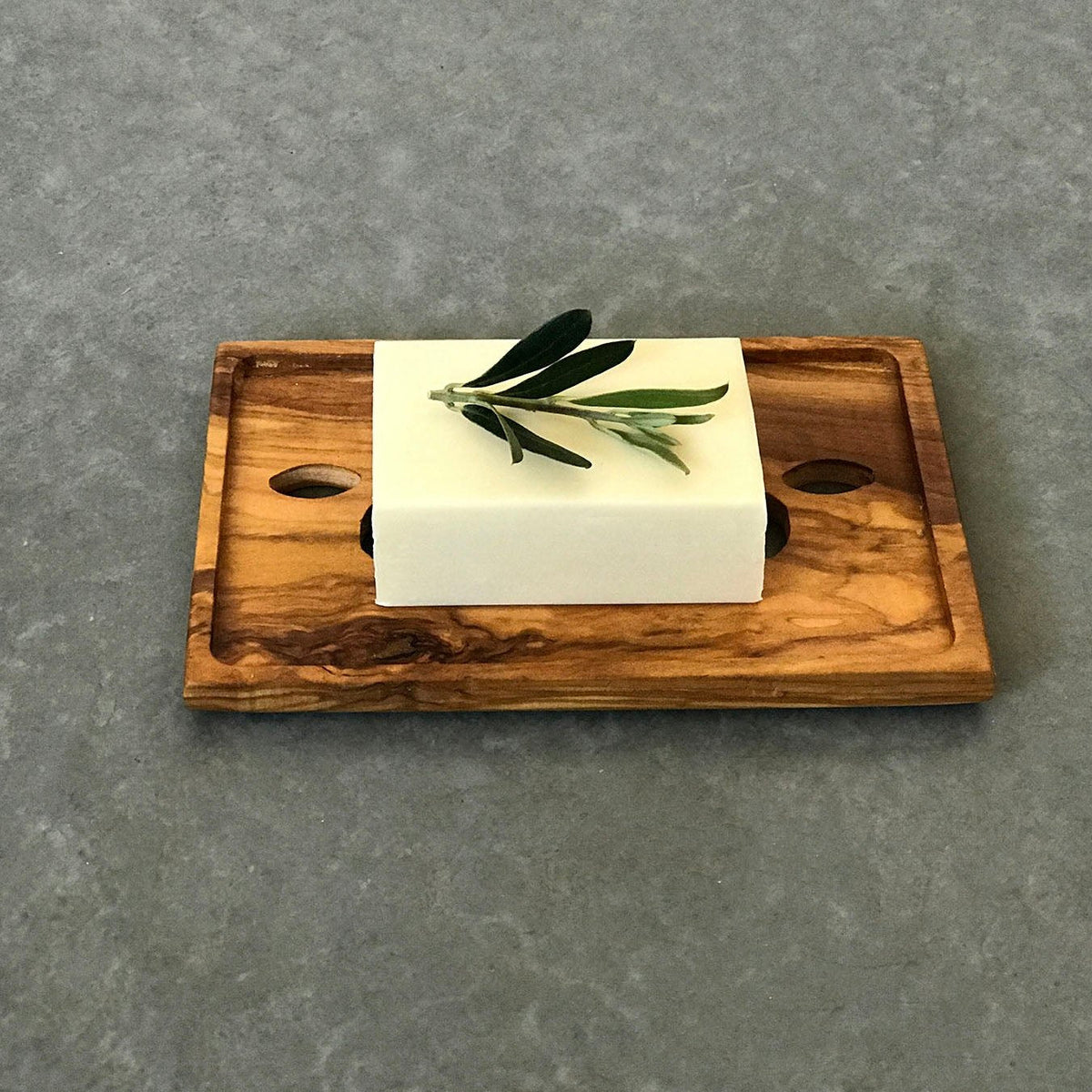 Porte-savon en bois d'olivier, porte-savon en bois avec trous en forme de feuille