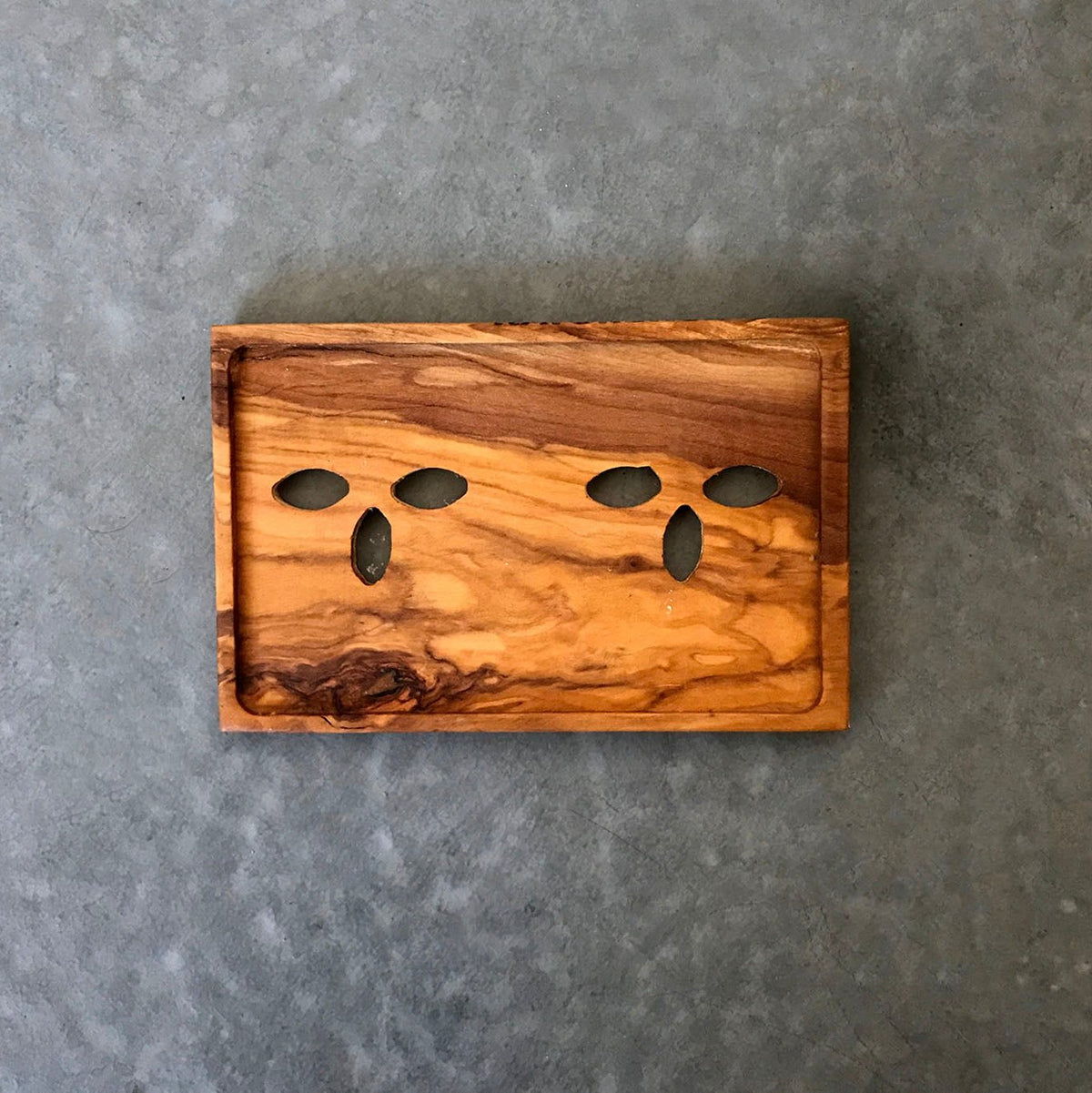 Porte-savon en bois d'olivier, porte-savon en bois avec trous en forme de feuille