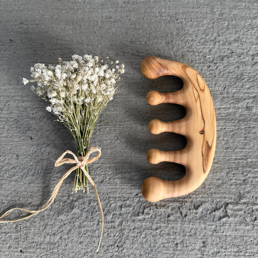 Olive Wood Gua Sha Massage Tool | Wooden Lymphatic Comb for Face & Body | Natural Muscle Tension & Circulation Relief