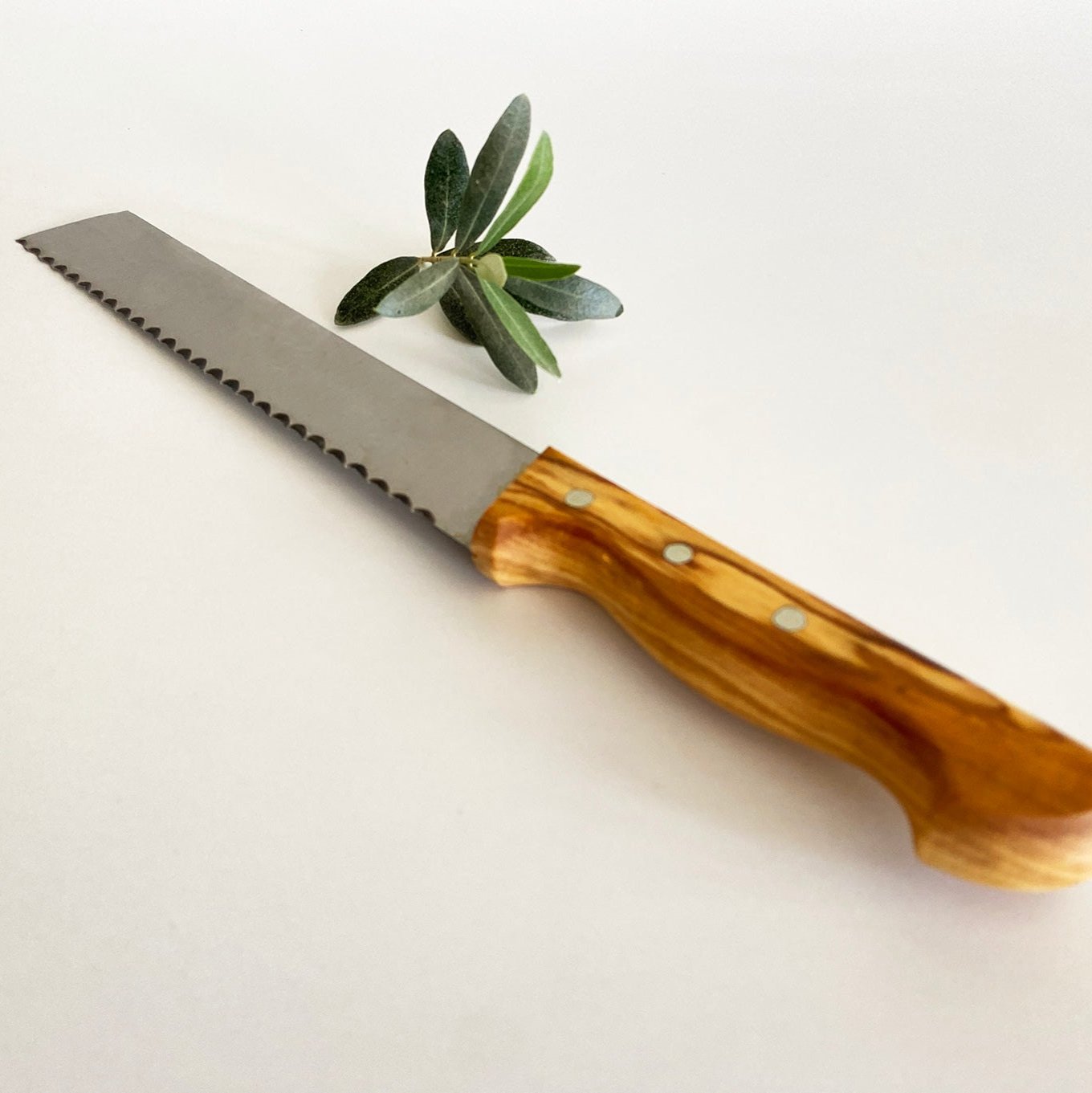 Olive Wood Handle Stainless Steel Bread Knife | Handmade, Durable, and Sharp Blade