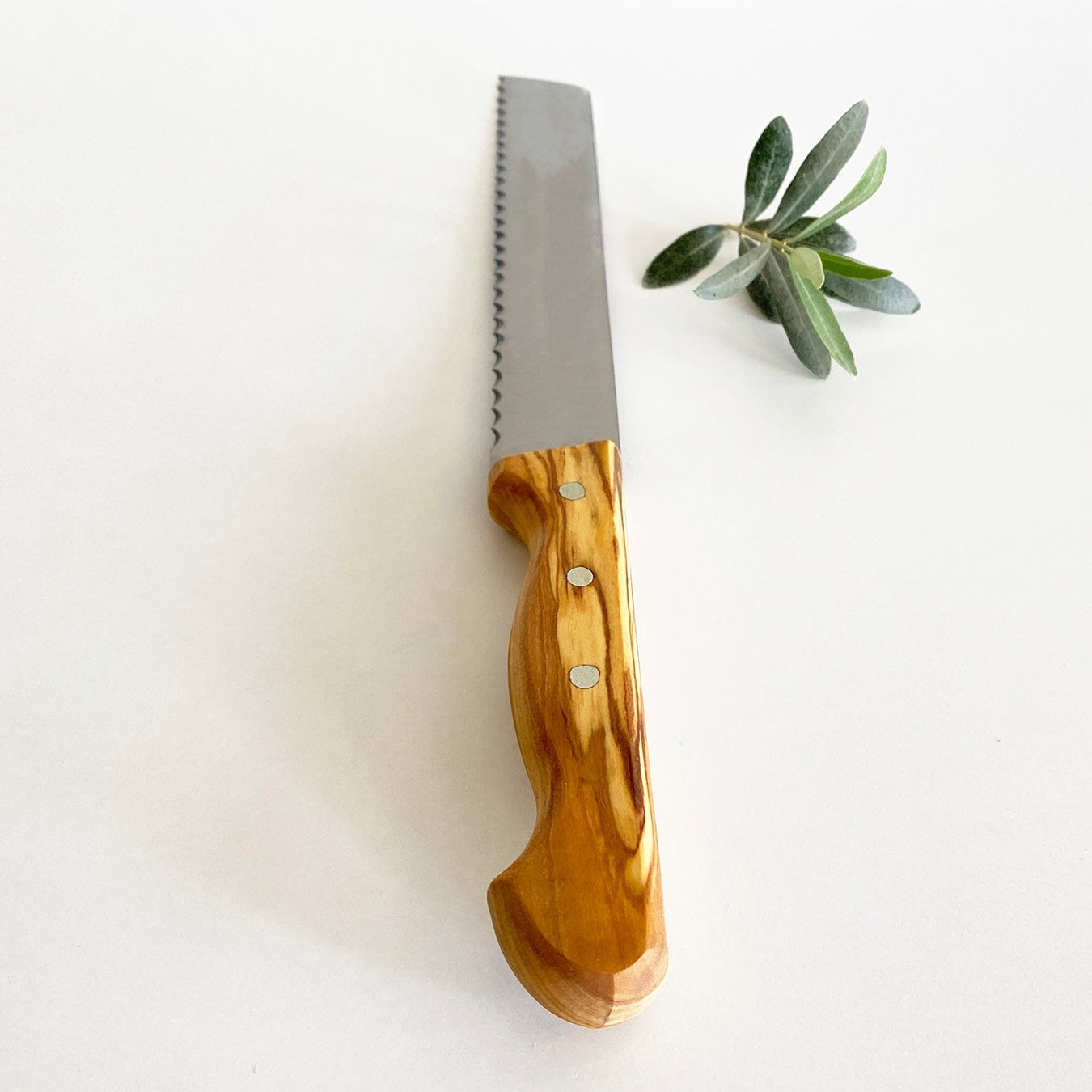 Olive Wood Handle Stainless Steel Bread Knife | Handmade, Durable, and Sharp Blade