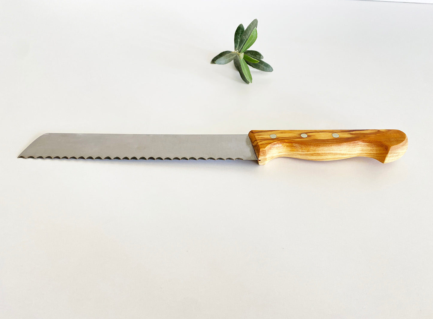 Olive Wood Handle Stainless Steel Bread Knife | Handmade, Durable, and Sharp Blade