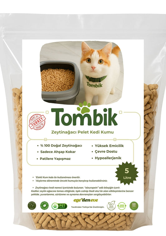 Litière pour chat en granulés de bois d'olivier – Naturelle, durable et hypoallergénique