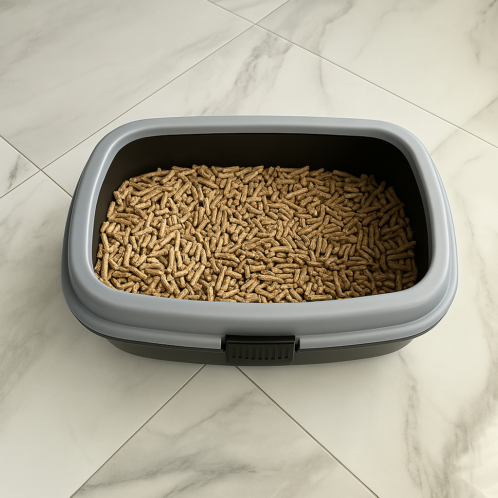 Litière pour chat en granulés de bois d'olivier – Naturelle, durable et hypoallergénique