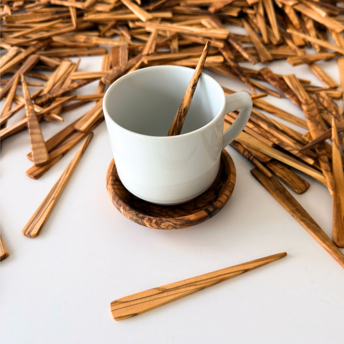 Handcrafted Olive Wood Tea Stirring Stick - Rustic Wooden Stirrer - coffee stirrer