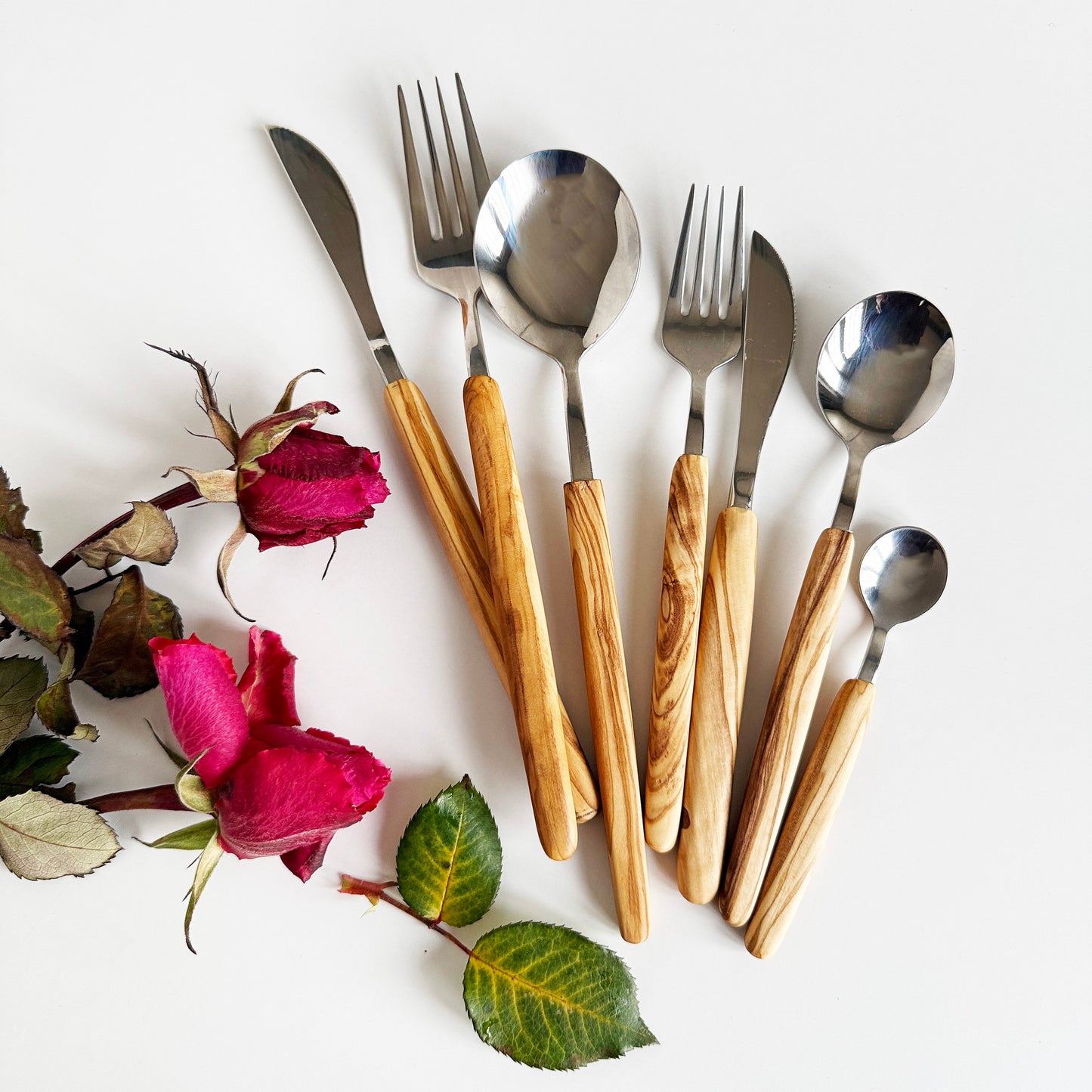 Handcrafted Olive Wood Handle Cutlery – 3-Piece & 7-Piece Stainless Steel Set
