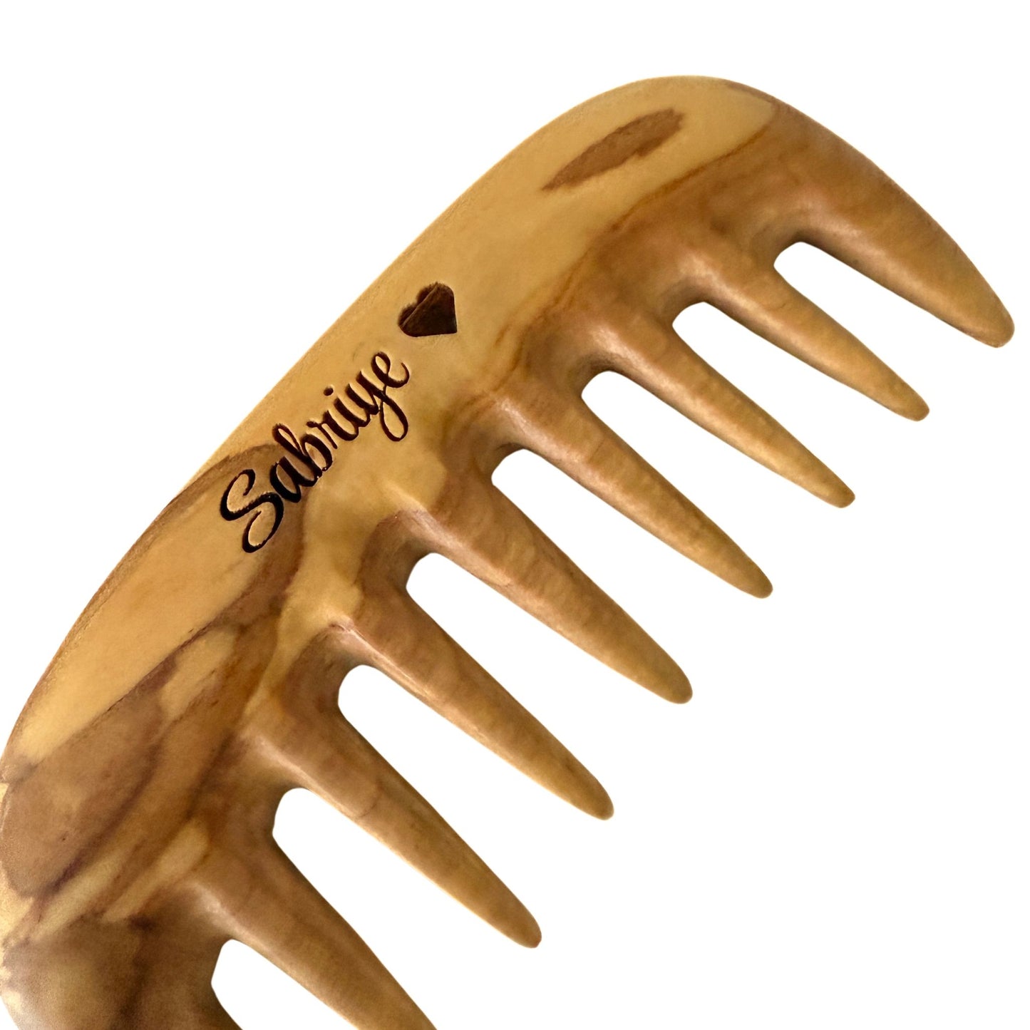 Personalizable Olive Wood Wide-Tooth Comb – Handmade, Natural Wood Hair Comb