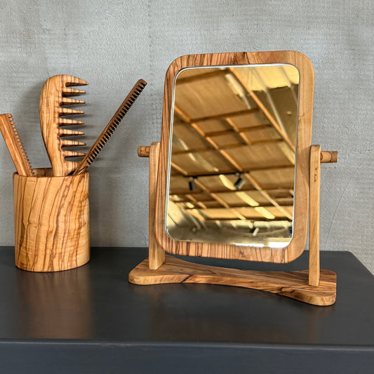 Handcrafted Olive Wood Table Mirror