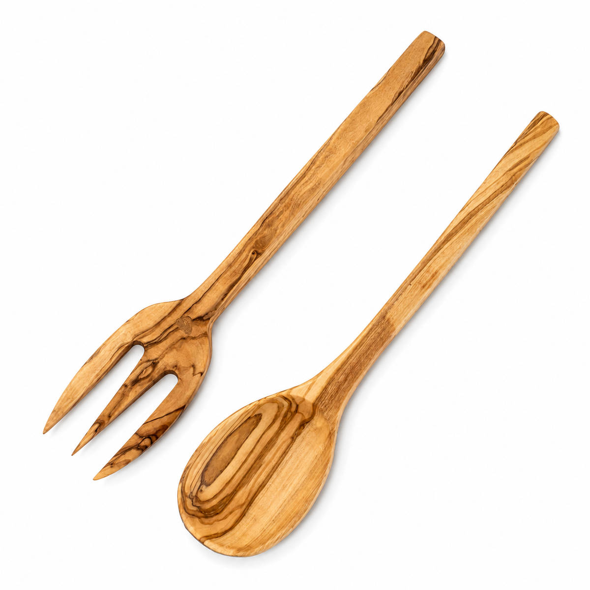 Stylish Olive Wood Serving Set, Wooden Salad Spoon and Fork