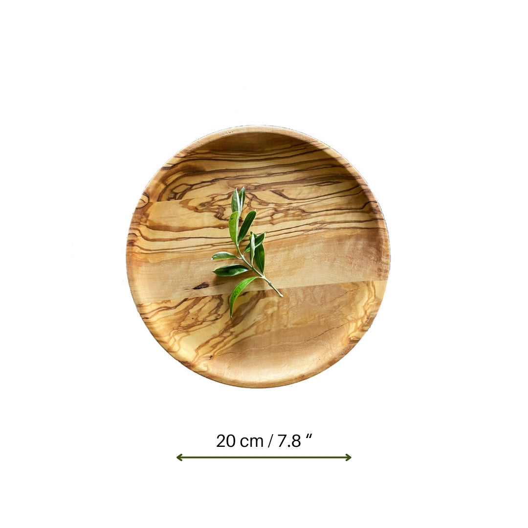 Olive Wood Shallow Serving Plates, Wooden Plates for Food