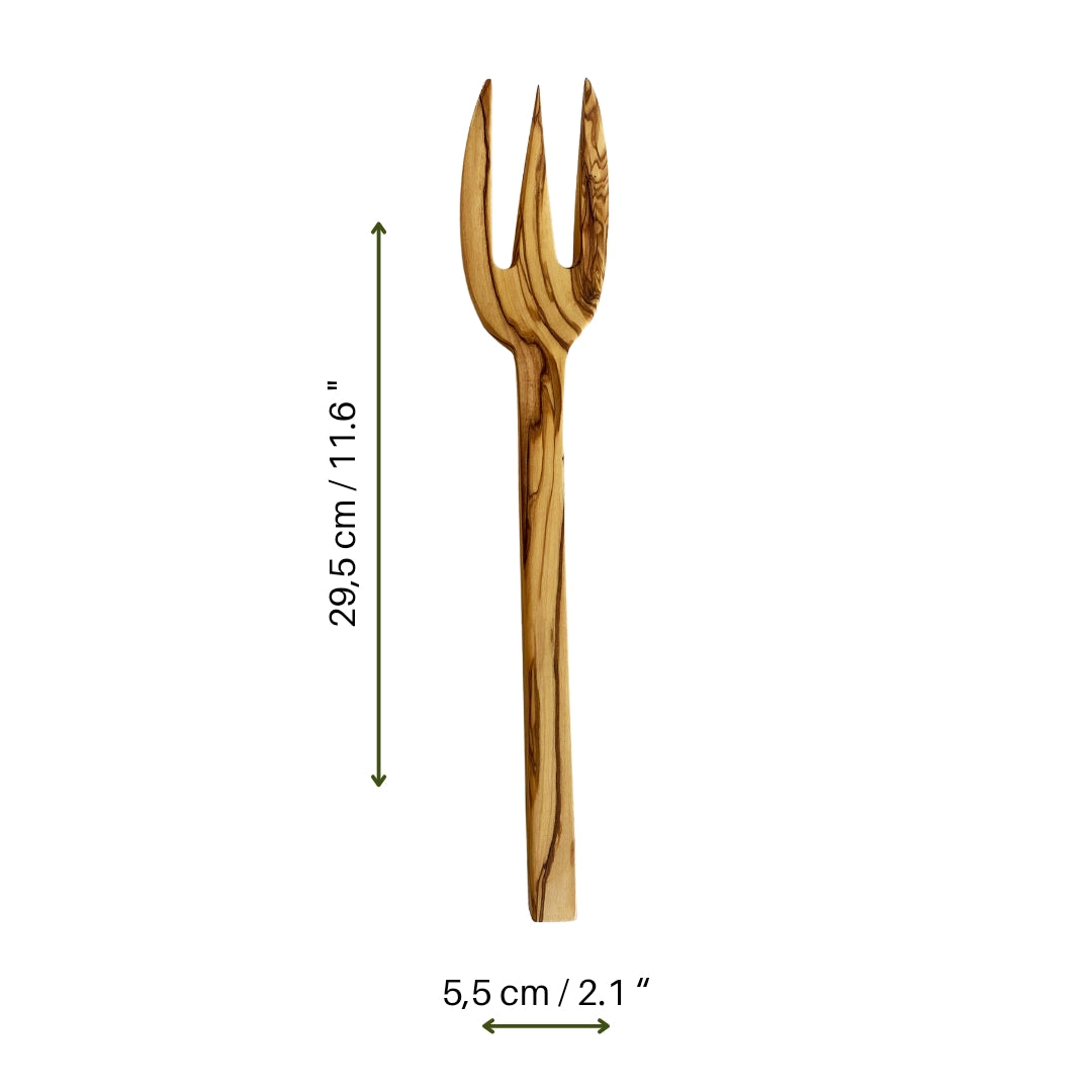 Stylish Olive Wood Serving Set, Wooden Salad Spoon and Fork