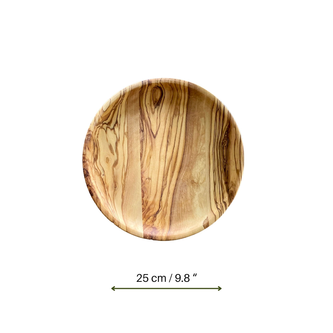 Olive Wood Shallow Serving Plates, Wooden Plates for Food
