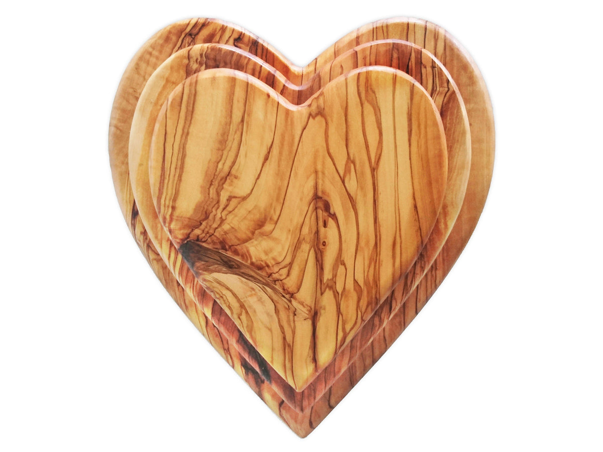 Planches en bois d'olivier en forme de cœur, cadeaux en bois pour la Saint-Valentin