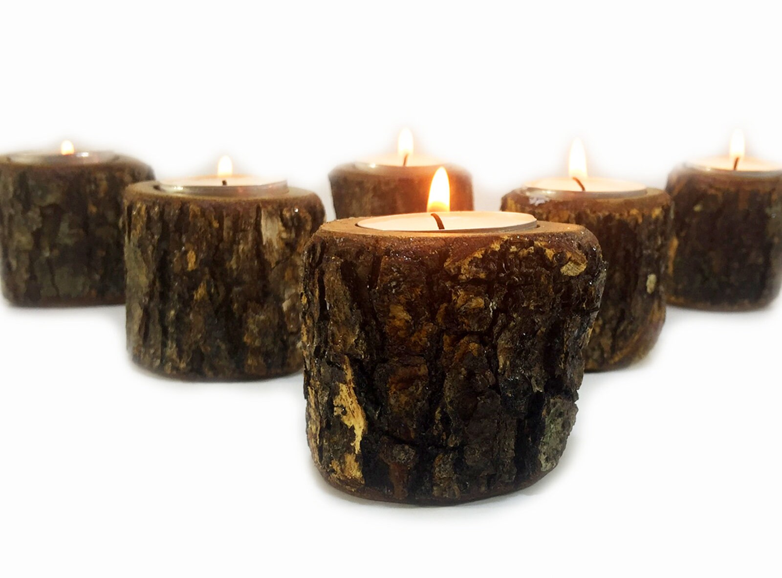 Olive Wood Candleholder Set of 4, Olive Wood Rustic Candleholder, Authentic Candleholder, Luxurious Candle holder, Live Edge Wood Candle Holder