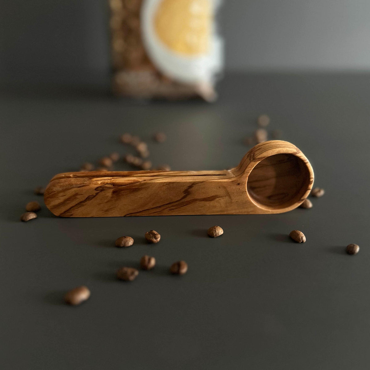 Personalized Olive Wood Coffee Scoop and Bag Clip