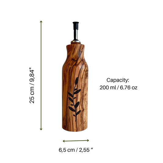 Olive Wood Oil and Vinegar Bottle - Elegant and Functional Kitchen Decor