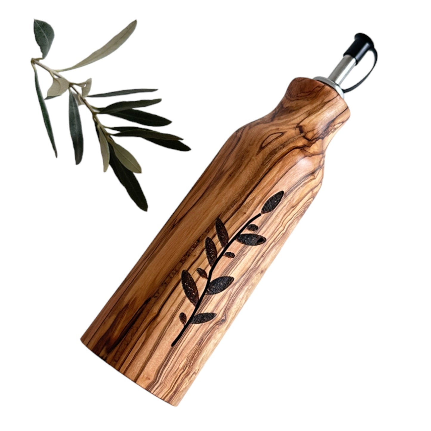 Olive Wood Oil and Vinegar Bottle - Elegant and Functional Kitchen Decor