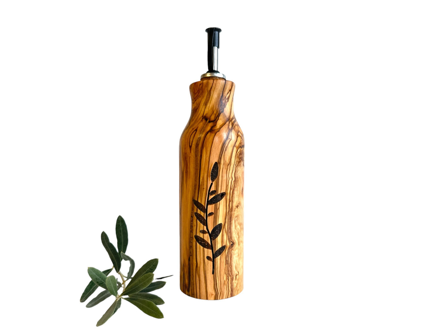 Olive Wood Oil and Vinegar Bottle - Elegant and Functional Kitchen Decor