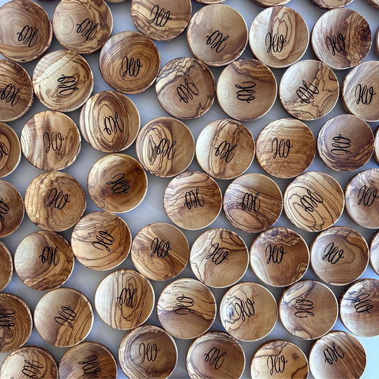 Engraved Olive Wood Mini Dishes | Corporate Gifts, Wedding Favors
