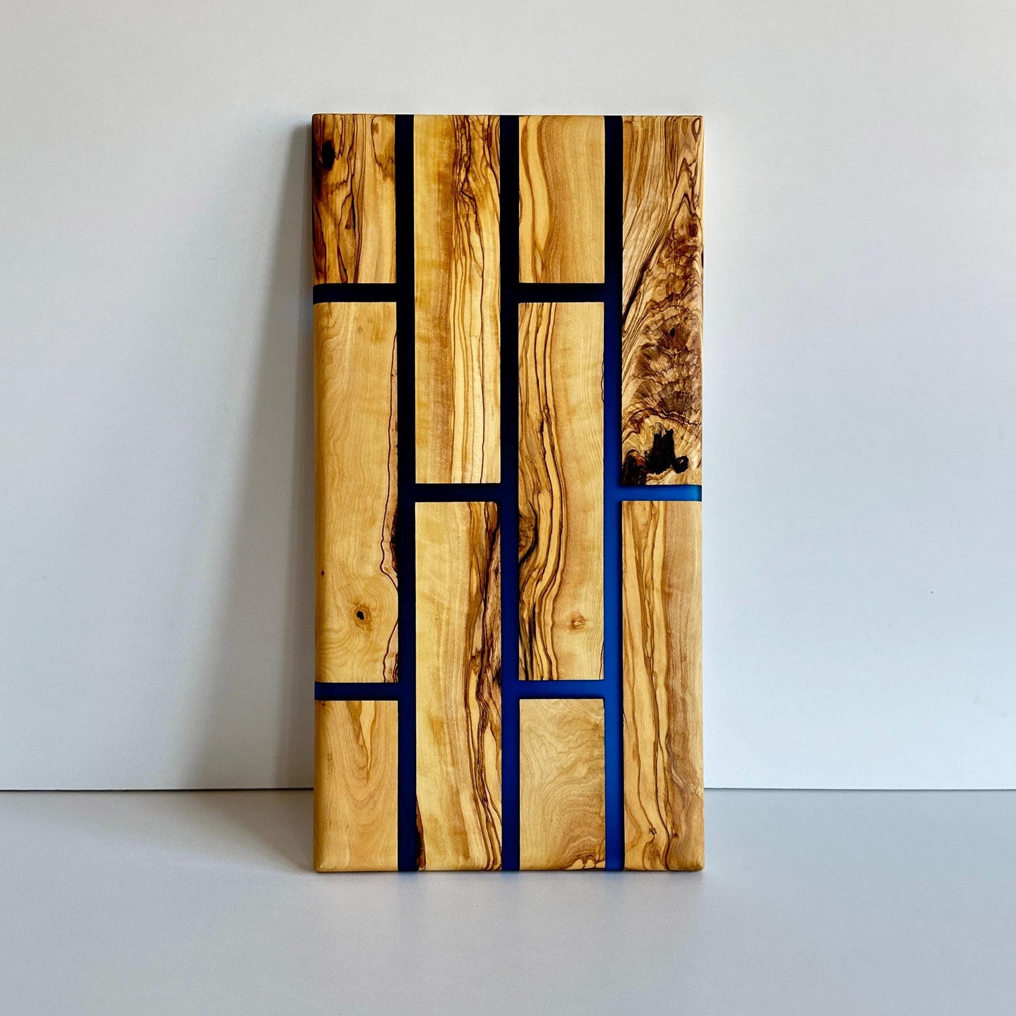 Hand Crafted Olive Wood And Resin Charcuterie Board Board With Brick Pattern | New Home Gift | Olive Wood Board With Epoxy