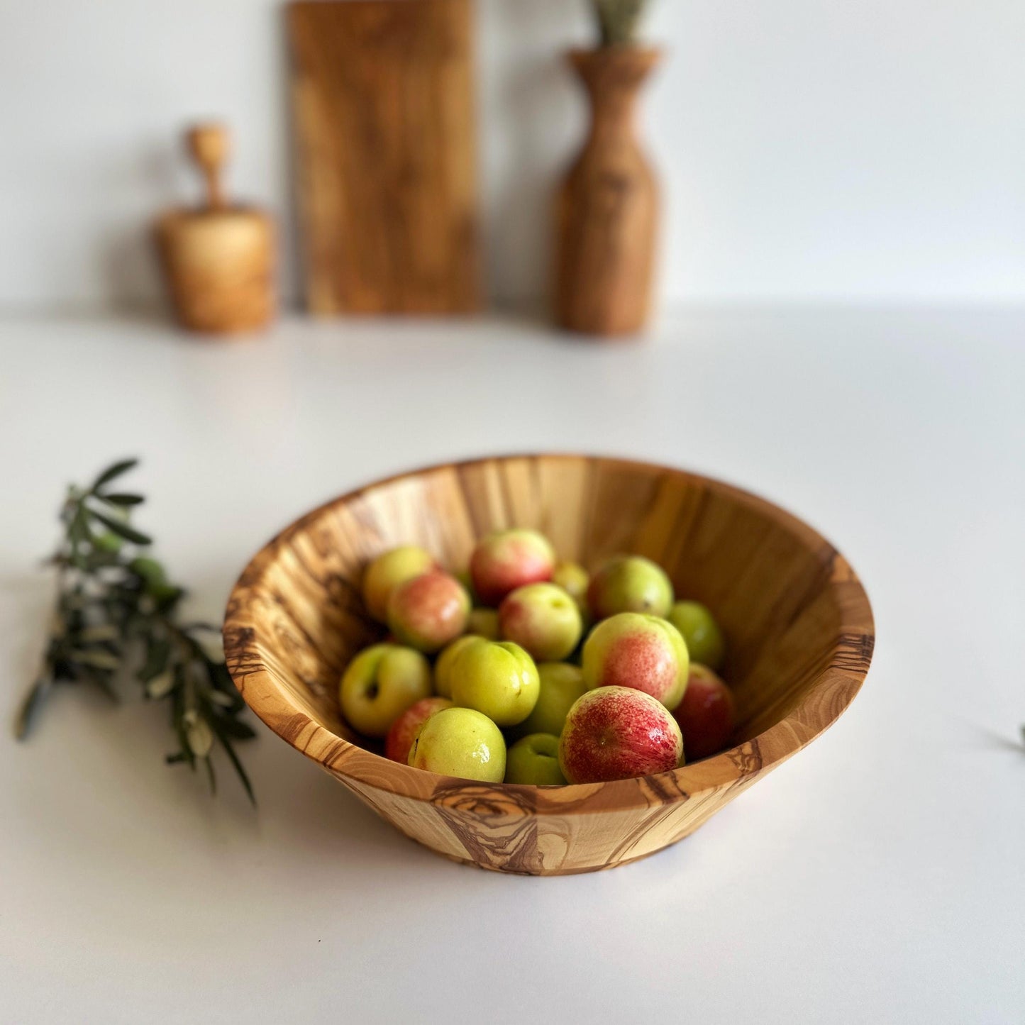 Handmade Large Olive Wood Salad Bowl - 11 Inches Salad Bowl - End Grain Decorative Bowl - Large Olive Wood Serving Bowl - Handmade Gift