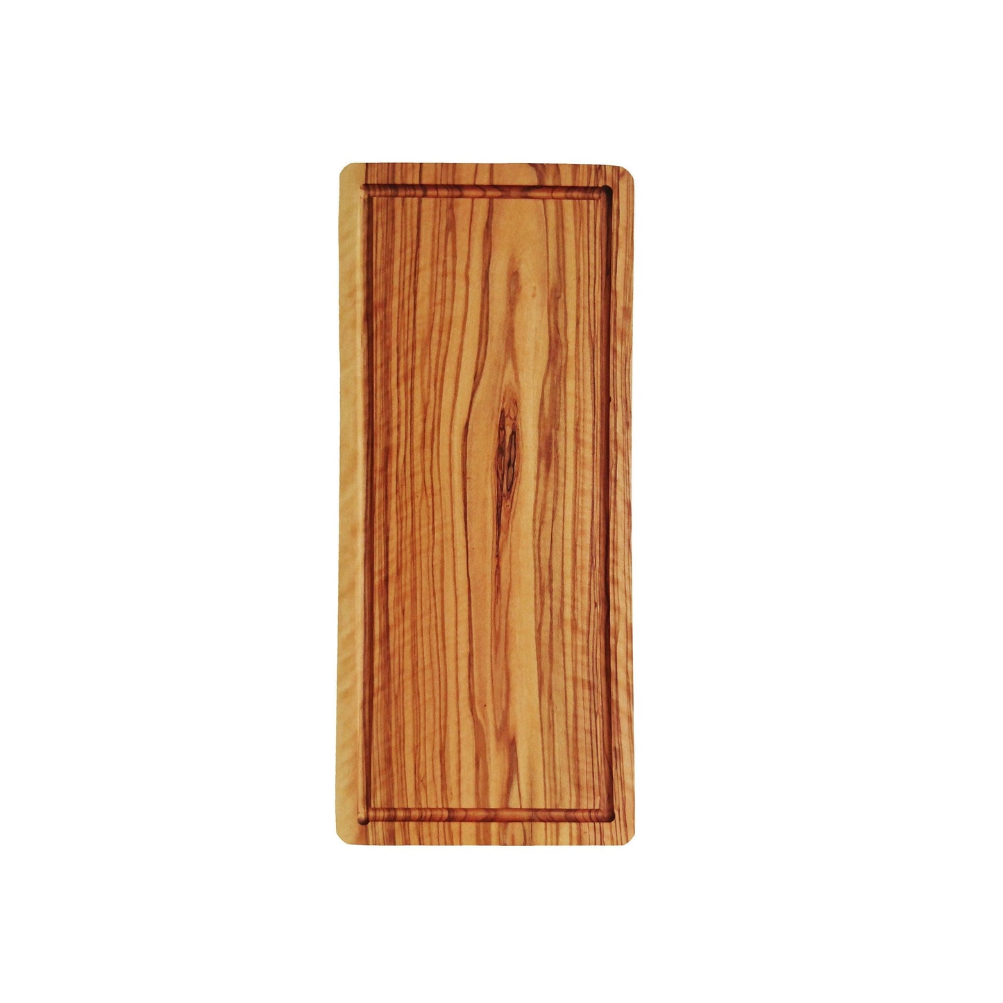Olive Wood Cutting Board with Groove, Wooden Rectangular Steak Board