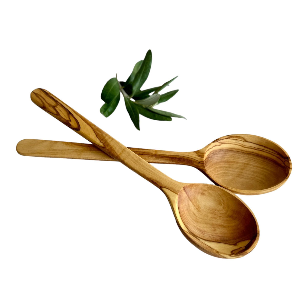 Handcrafted Olive Wood Spoon – Rustic Wooden Spoon for Serving & Cooking | Single or Set of 2 | Eco-Friendly Natural Utensils