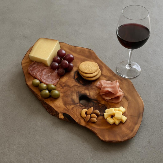 Handcrafted Olive Wood Charcuterie Board – Organic Rustic Serving Platter