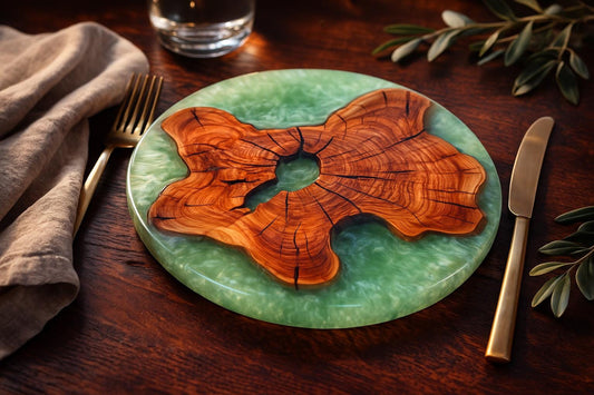 Olive Wood & Epoxy Decorative Serving Plate – Hand-Turned – 31 cm (12”)