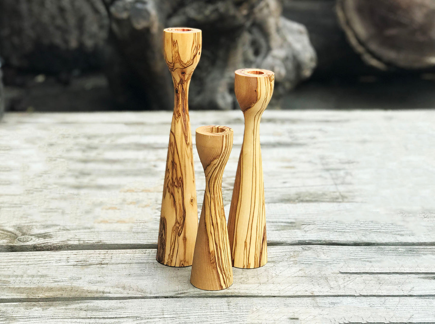 Olive Wood Candlestick, Olive Wood Candelabra