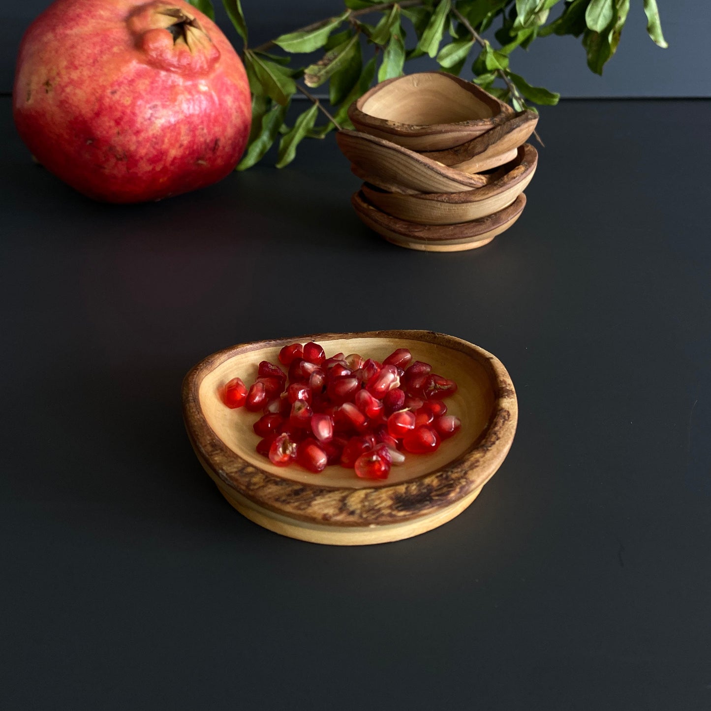 Olive Wood Rustic Mini Bowls, Wooden Live Edge Mini Plates, Olive Wood Mini Plates