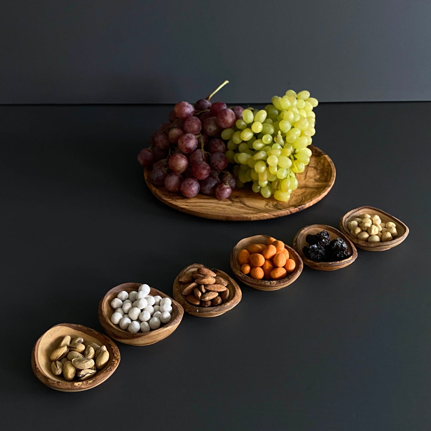 Olive Wood Rustic Mini Bowls, Wooden Live Edge Mini Plates, Olive Wood Mini Plates