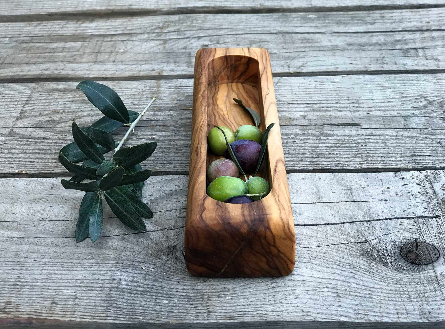 Olive Wood Olive Serving Dish – Handmade Natural Olive Bowl