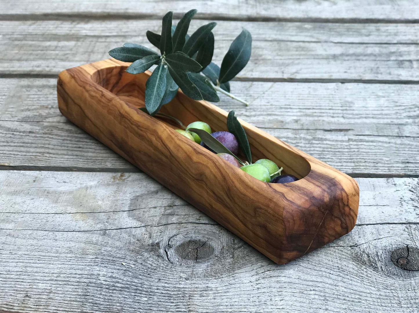 Olive Wood Olive Serving Dish – Handmade Natural Olive Bowl