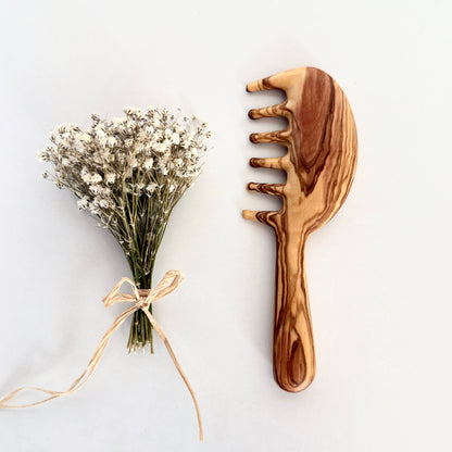 Personalized Olive Wood Comb for Girls |  Handmade & Natural