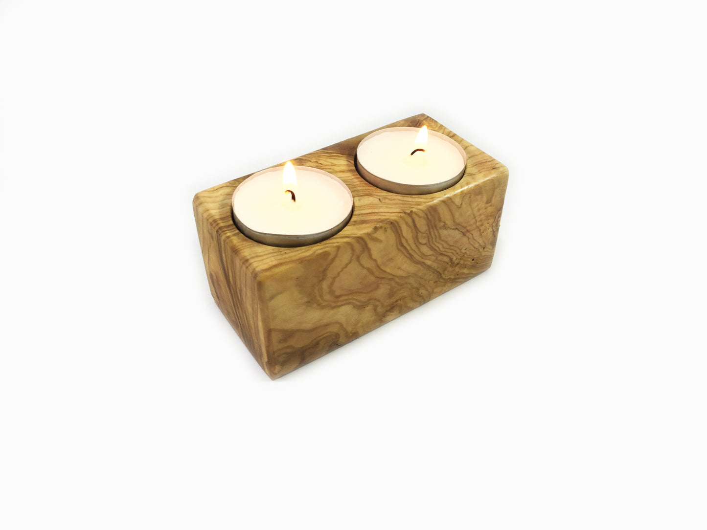 Wooden Cubic Candle Holders, Elegant Olive Wood Tealight Holders, Single - Double - Triple