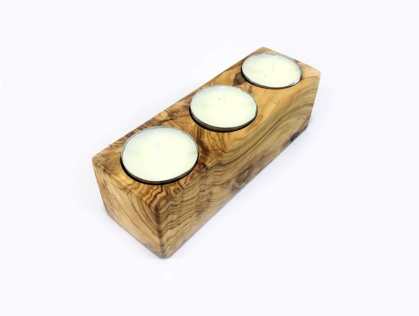 Wooden Cubic Candle Holders, Elegant Olive Wood Tealight Holders, Single - Double - Triple