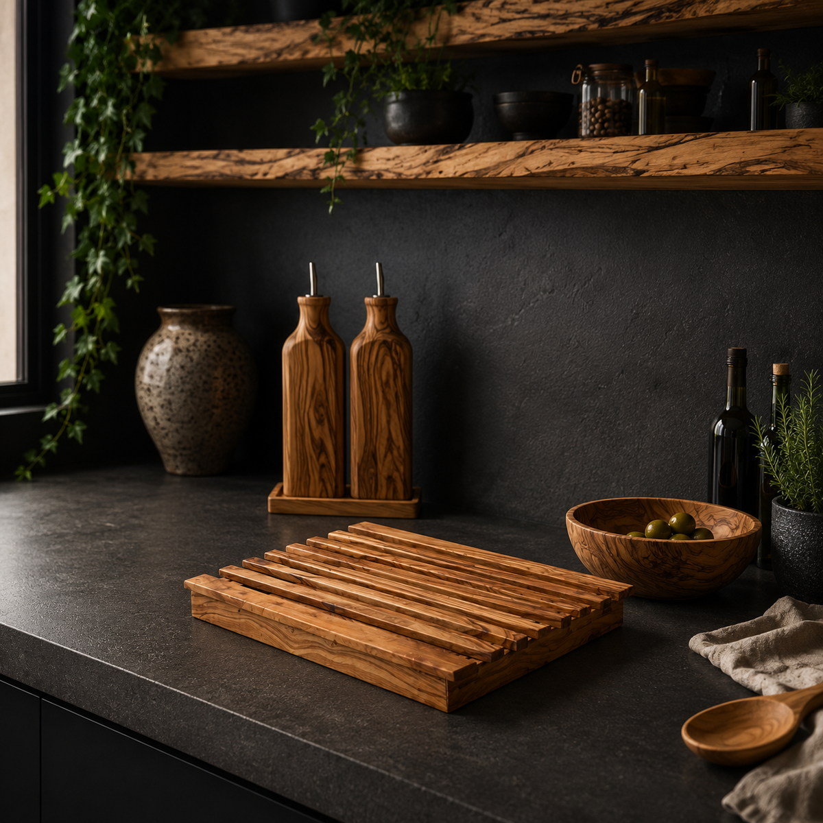Olive Wood Breat Slicer, Olive Wood Bread Board