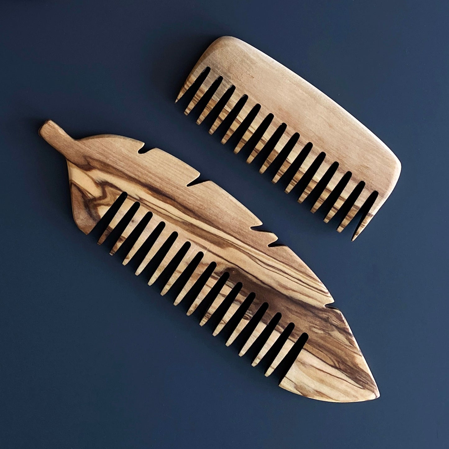 Olive Wood Beauty Comb Set of 2, Wooden Wide Tine Combs, Wooden Close Tine Combs, Authentic Comb Set