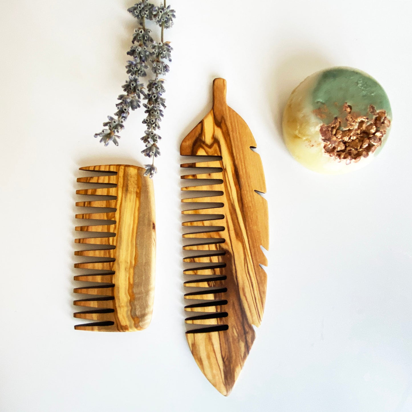 Olive Wood Beauty Comb Set of 2, Wooden Wide Tine Combs, Wooden Close Tine Combs, Authentic Comb Set