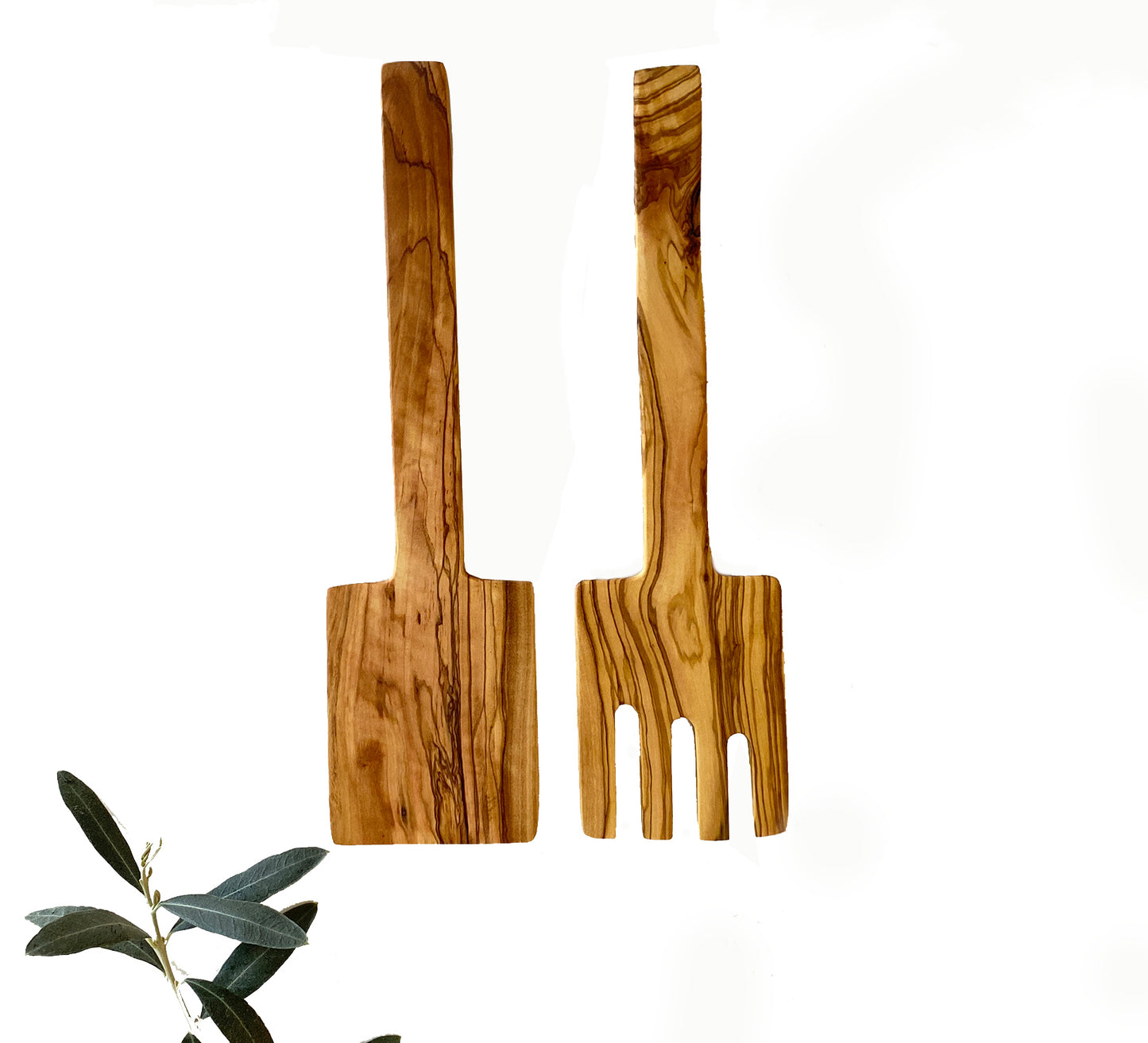 Elegant and Functional Olive Wood Serving Set, Wooden Spoon, Fork, Spatula