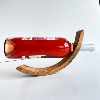 Stylish Olive Wood Wine Bottle Holder, Unique and Functional..