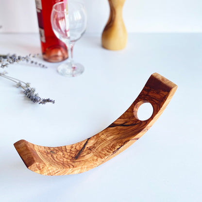 Stylish Olive Wood Wine Bottle Holder, Unique and Functional..