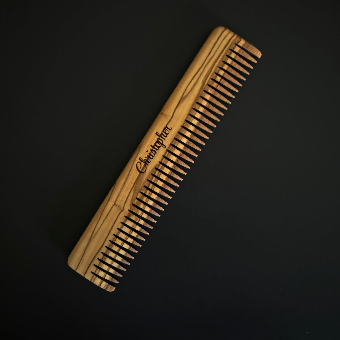 Handmade Olive Wood Comb for Men - Personalized Hair & Beard Grooming Tool - Eco-Friendly Gift