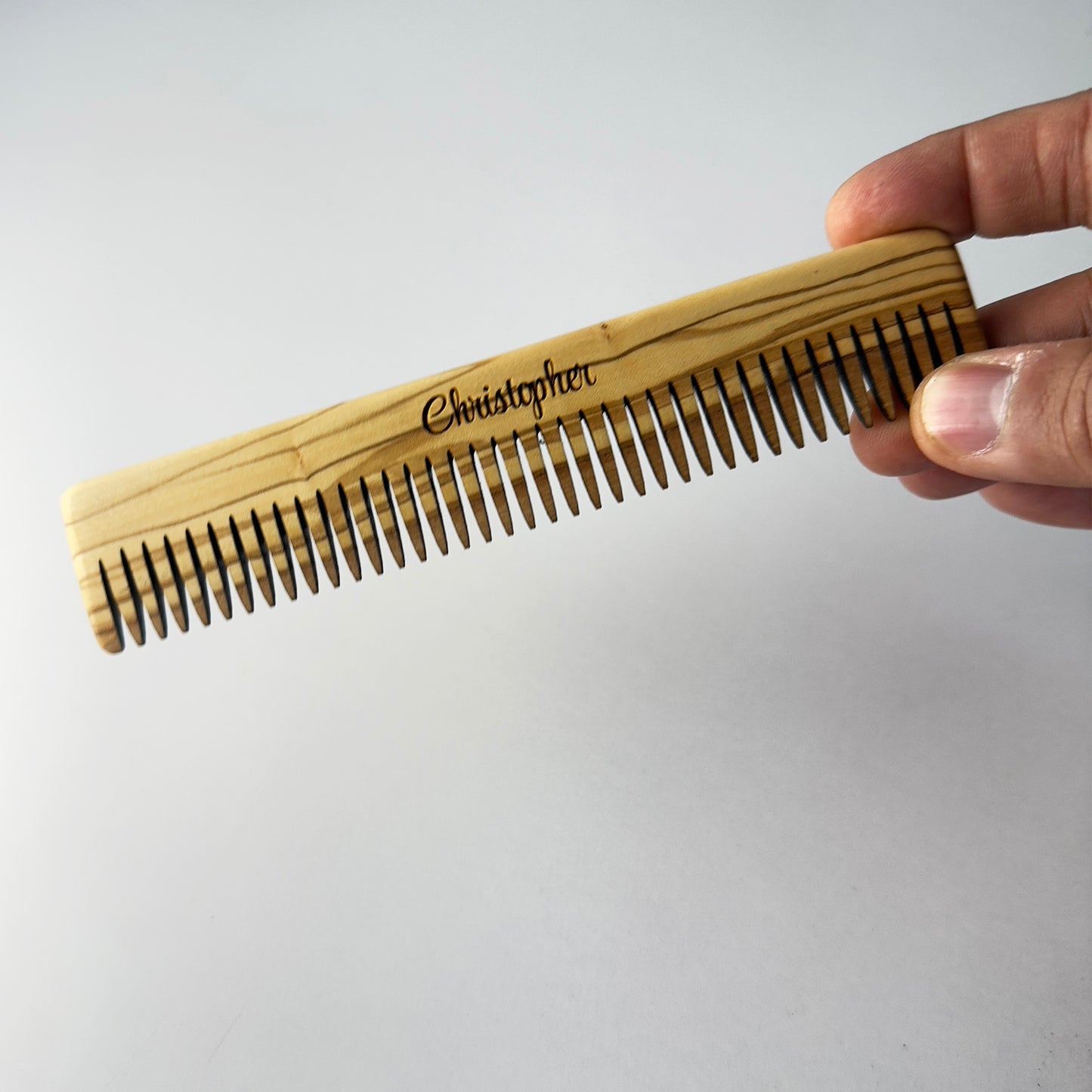 Handmade Olive Wood Comb for Men - Personalized Hair & Beard Grooming Tool - Eco-Friendly Gift