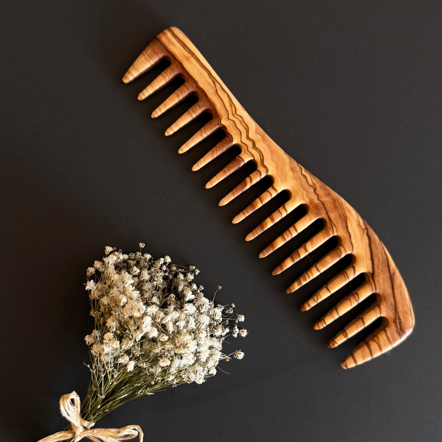 Hector Handmade Olive Wood Wide Tooth Comb – 17cm | Anti-Static, All Hair Types