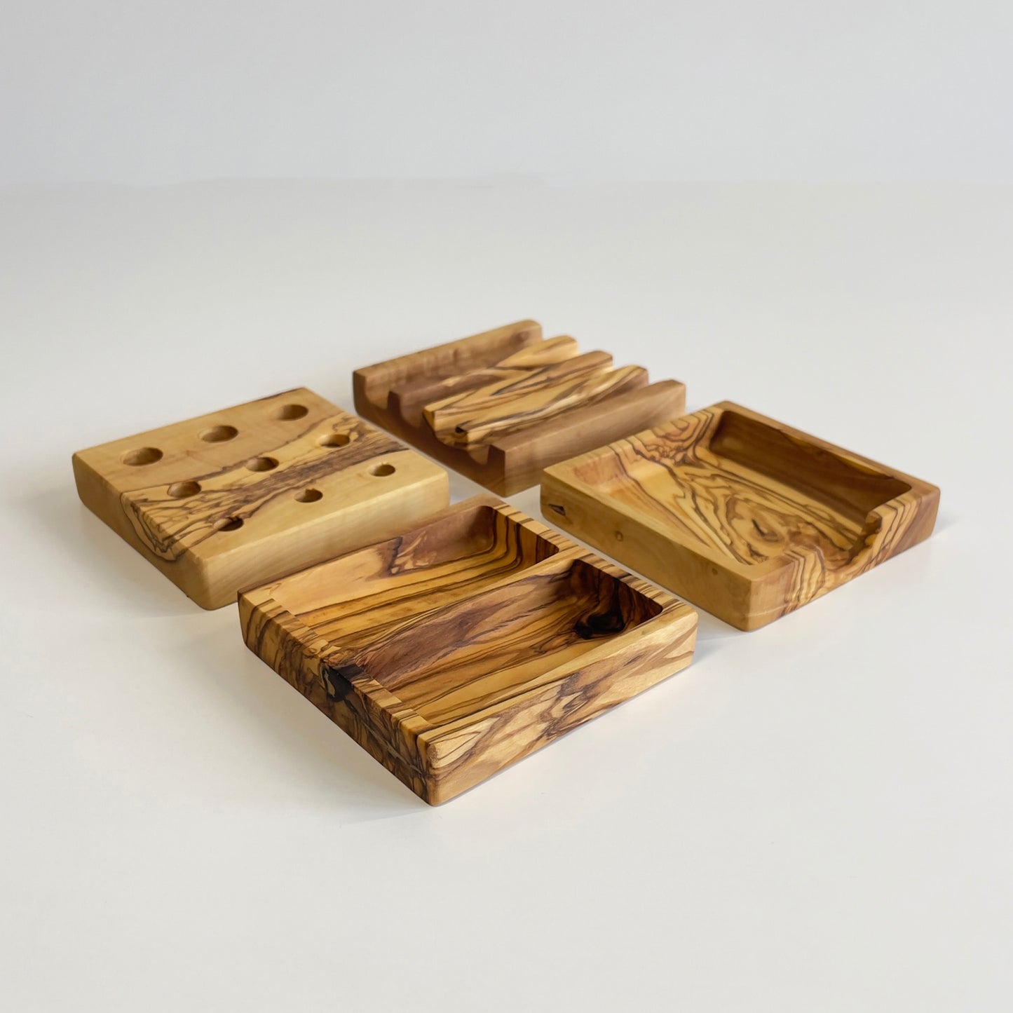 Handmade Olive Wood Desktop Organizers - Office Desk Supplies - Wooden Desk Accessories, Pen-Paperclip-Note-Business Card Holder, Phone-Tablet Stand